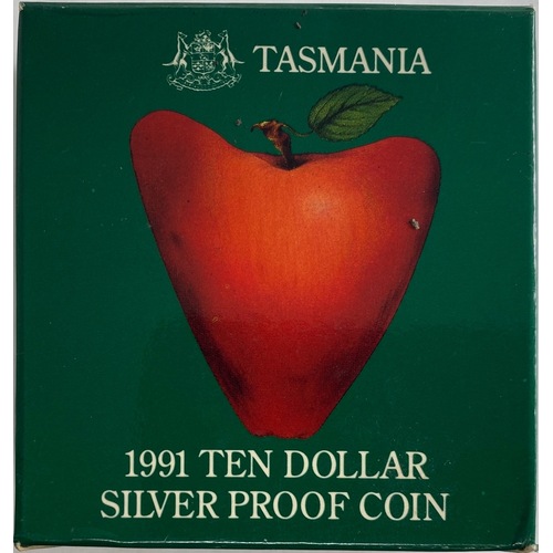 1991 Silver 10 Dollar Proof Coin State Series Tasmania