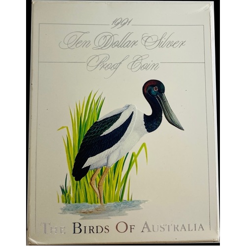 1991 Silver 10 Dollar Proof Coin Birds of Australia Jabiru