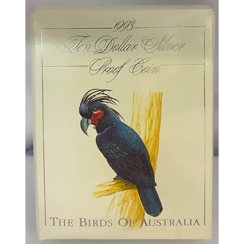 1993 Silver 10 Dollar Proof Coin Birds of Australia Palm Cockatoo