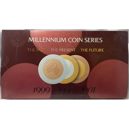 1999 - 2001 10 Dollar Proof Coin Trio Past Present Future Millennium