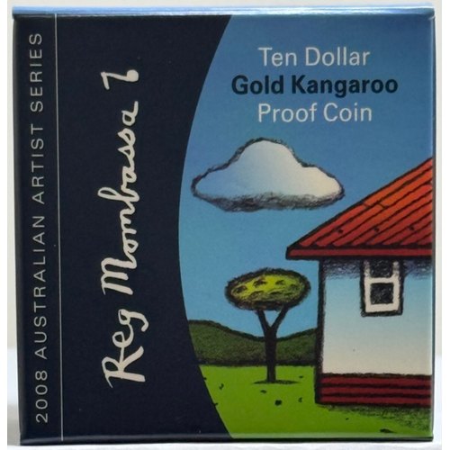 2008 Ten Dollar Gold Proof Coin Kangaroo Reg Mombassa