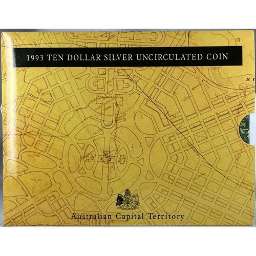 1993 Ten Dollar Silver Unc Coin State Series ACT