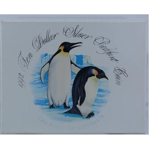1992 Silver 10 Dollar Piedfort Proof Coin Birds of Australia Emperor Penguin