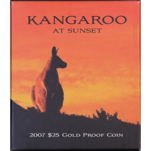 2007 $25 Gold Proof Coin Kangaroo at Sunset