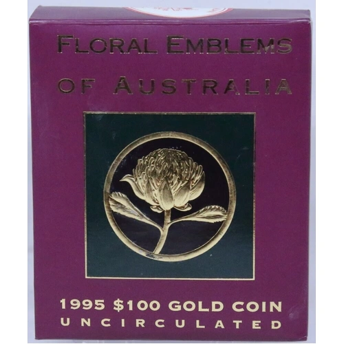 1995 Gold 100 Dollar Unc Coin Floral Emblems - Waratah
