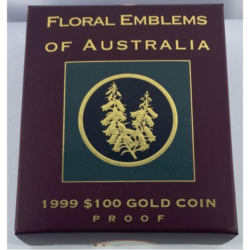 1999 Gold 100 Dollar Proof Coin - Floral Emblems Common Heath