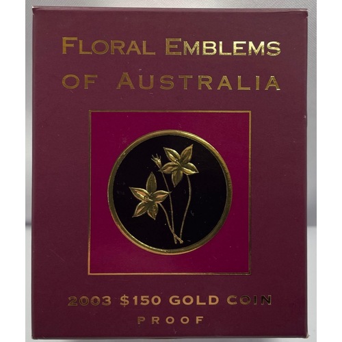2003 150 Dollar Proof Gold Coin Floral Emblems - Royal Blue Bell