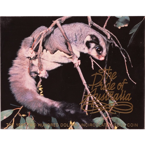 1993 Two Hundred Dollar Gold Unc Coin Squirrel Glider