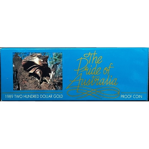 1989 Two Hundred Dollar Gold Proof Coin - Frill Necked Lizard