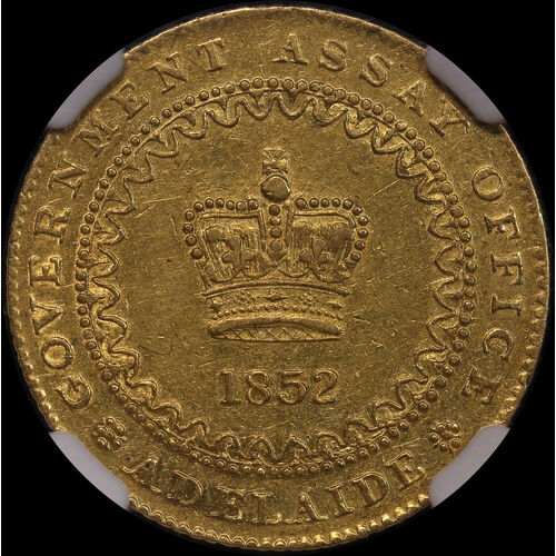 1852 Type II Gold Adelaide Pound NGC AU55
