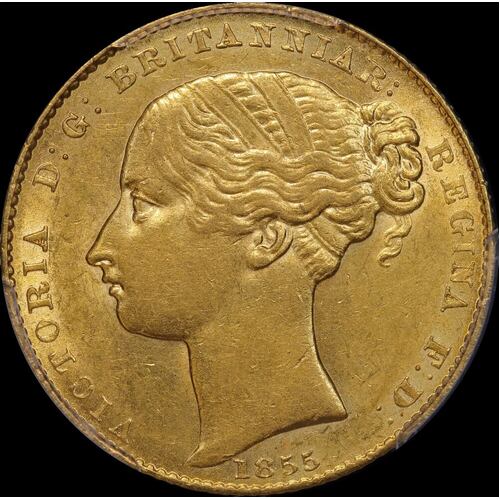1855 Sydney Mint Type I Sovereign PCGS AU 55