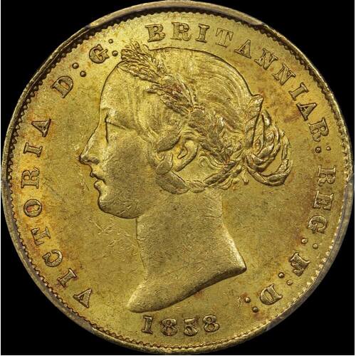 1858 Sydney Mint Type II Sovereign PCGS AU58