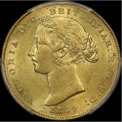 1864 Sydney Mint Type II Sovereign Unc (PCGS MS61)
