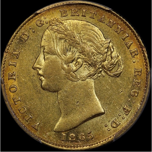 1865 Sydney Mint Type II Sovereign PCGS AU55