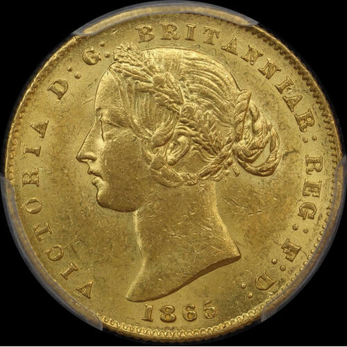 1865 Sydney Mint Type II Sovereign Unc (PCGS MS62)