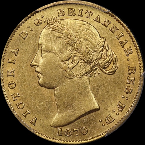 1870 Sydney Mint Type II Sovereign PCGS AU58