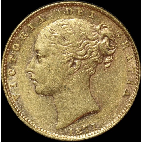 1871 Sydney Shield Sovereign about EF