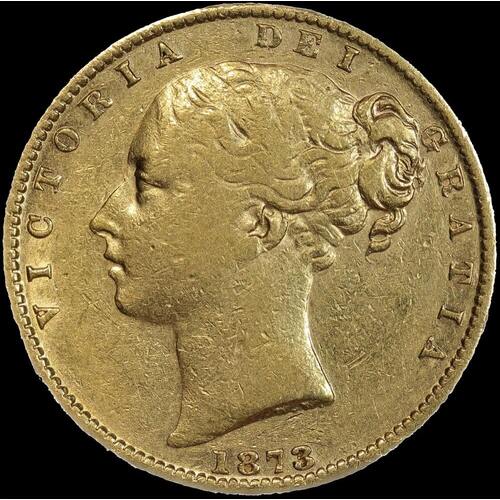 1873 Sydney Shield Sovereign about VF