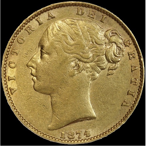 1874 Melbourne Shield Sovereign Extremely Fine