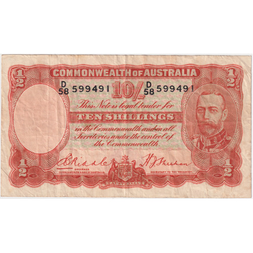 1936 Ten Shilling Riddle/Sheehan R11 good Fine