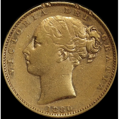1880 Melbourne Shield Sovereign about VF