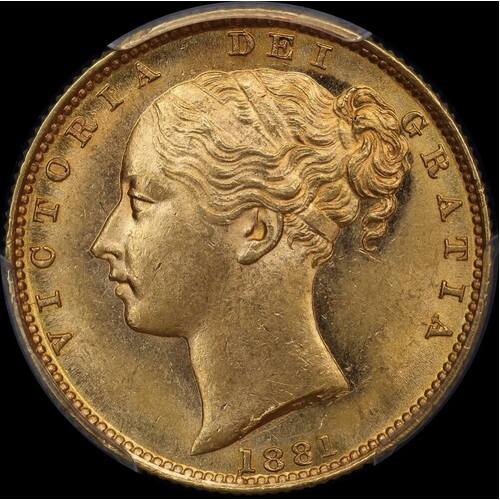 1881 Sydney Shield Sovereign Choice Unc (PCGS MS63)