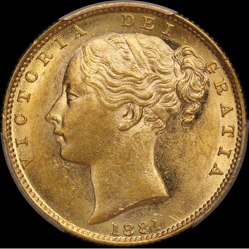 1881 Sydney Shield Sovereign PCGS MS61