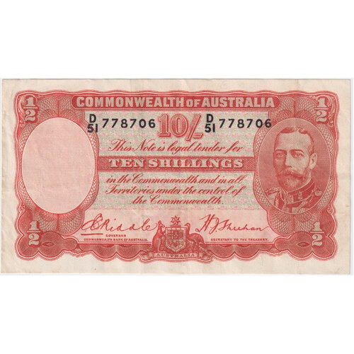 1936 Ten Shilling Riddle/Sheehan R11 Very Fine