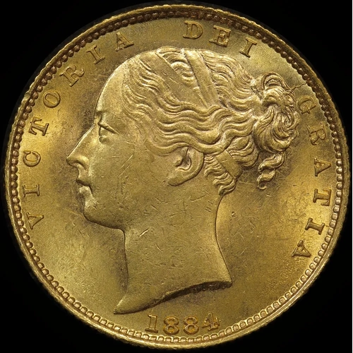 1884 Melbourne Shield Sovereign about Unc