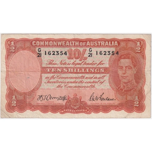 1942 Ten Shilling Armitage/McFarlane R13 about VF