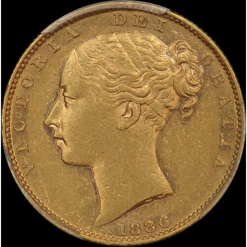 1886 Melbourne Shield Sovereign Shield Reverse good EF (PCGS AU55)