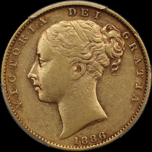 1886 Melbourne Shield Sovereign PCGS XF45