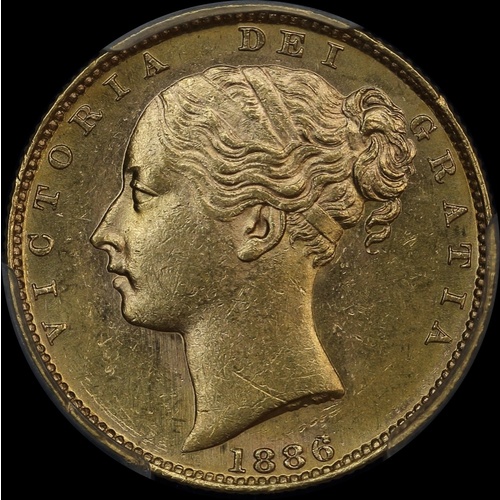 1886 Melbourne Shield Sovereign Unc (PCGS MS62)