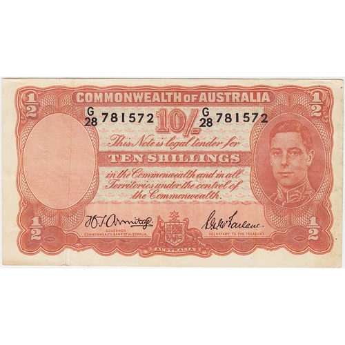 1942 Ten Shilling Armitage/McFarlane R13 good VF