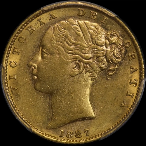 1887 Melbourne Shield Sovereign good EF (PCGS AU55)
