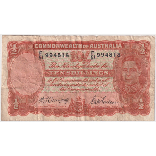1942 Ten Shilling Armitage/McFarlane R13 Very Good