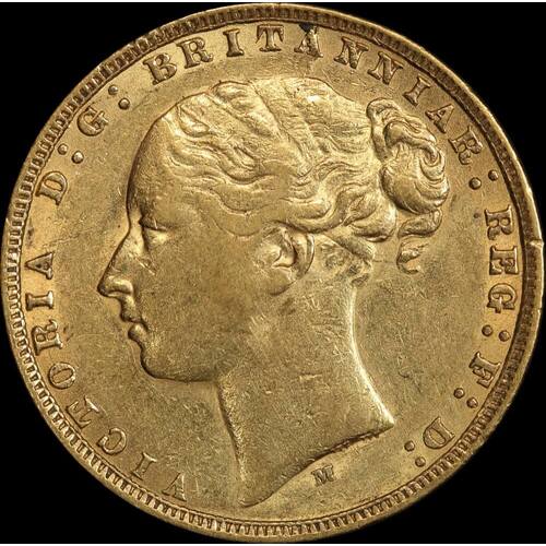 1872 Melbourne Young Head Sovereign Good Fine