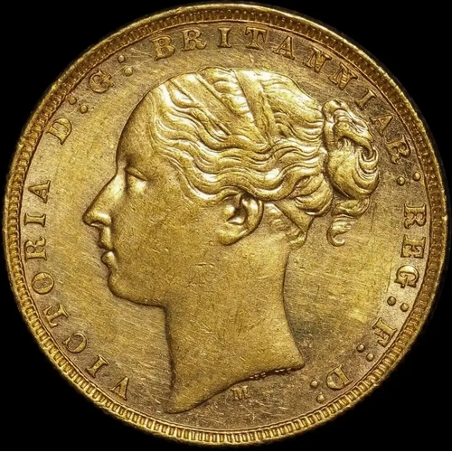 1873 Melbourne Young Head Sovereign good EF