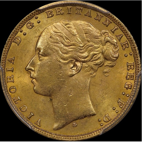 1874 Sydney Young Head Sovereign Unc (PCGS MS62)