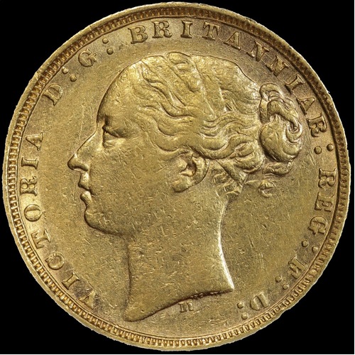 1875 Melbourne Young Head Sovereign good VF