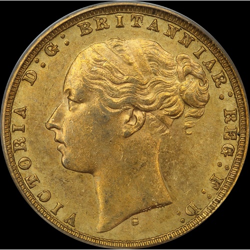 1876 Sydney Young Head Sovereign Unc (PCGS MS62)