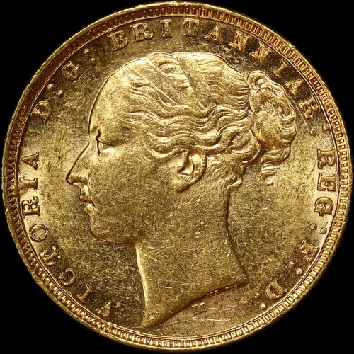 1876 Melbourne Young Head Sovereign good EF