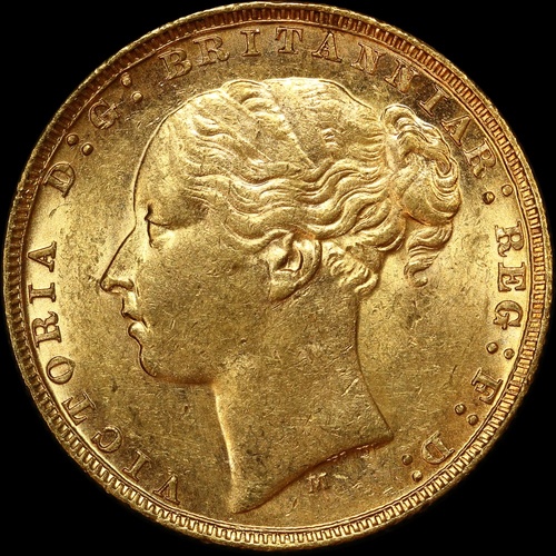 1877 Melbourne Young Head Sovereign good EF
