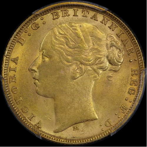 1878 Melbourne Young Head Sovereign Choice Unc (PCGS MS63)