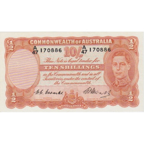 1949 Ten Shilling Coombs/Watt R14 Uncirculated