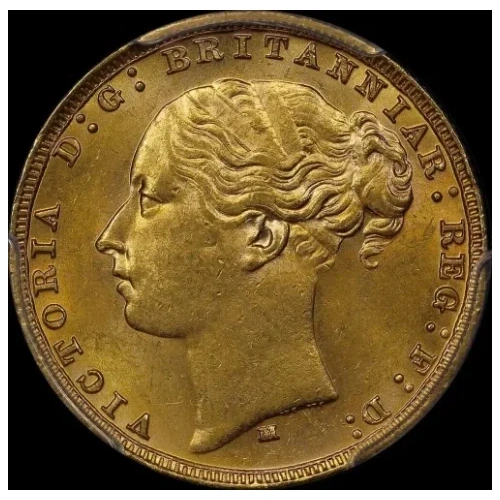 1879 Melbourne Young Head Sovereign Unc (PCGS MS62)