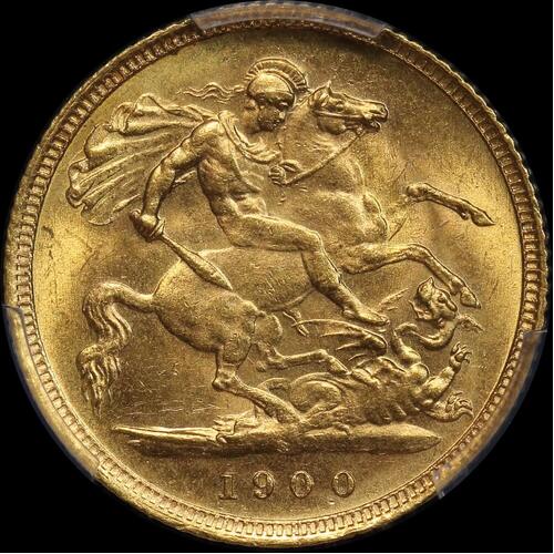 1900 Sydney Veiled Head Half Sovereign PCGS MS63