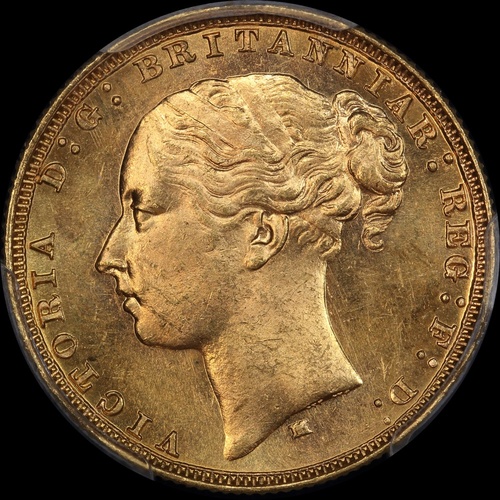 1880 Melbourne Young Head Sovereign Choice Unc (PCGS MS63)