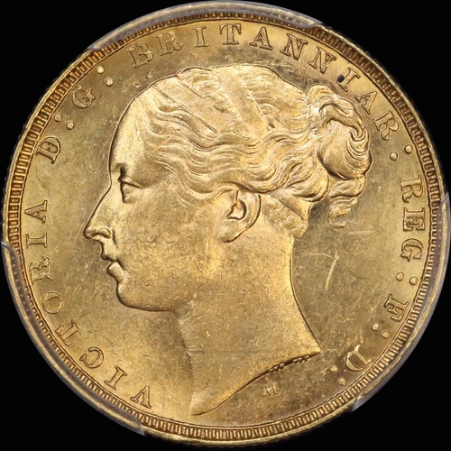 1880 Melbourne Young Head Sovereign Unc (PCGS MS62)