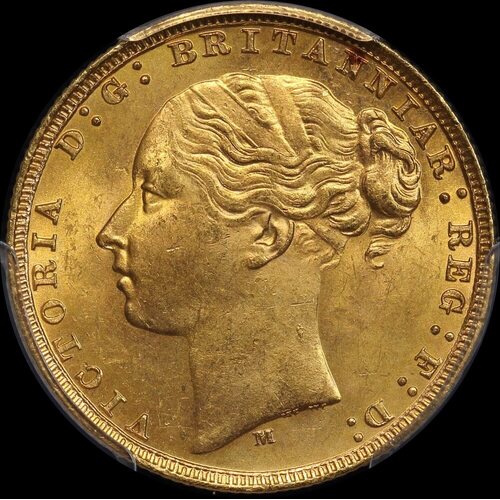 1880 Melbourne Young Head Sovereign PCGS MS63